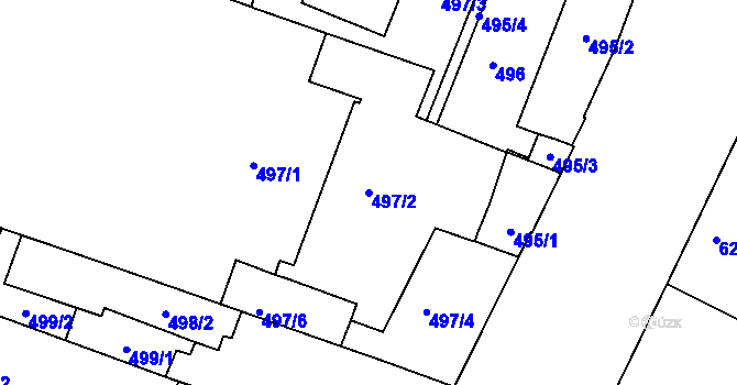 Parcela st. 497/2 v KÚ Husovice, Katastrální mapa