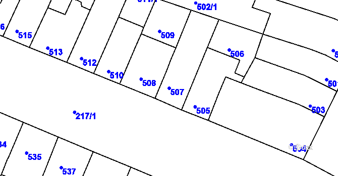 Parcela st. 507 v KÚ Husovice, Katastrální mapa
