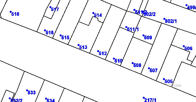 Parcela st. 512 v KÚ Husovice, Katastrální mapa