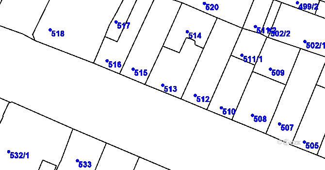 Parcela st. 513 v KÚ Husovice, Katastrální mapa
