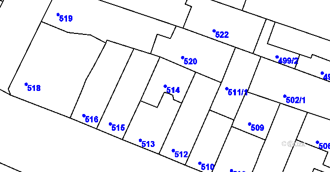 Parcela st. 514 v KÚ Husovice, Katastrální mapa