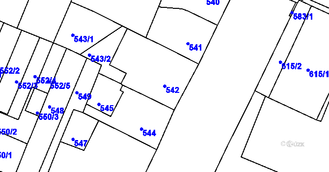 Parcela st. 542 v KÚ Husovice, Katastrální mapa