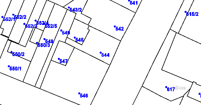 Parcela st. 544 v KÚ Husovice, Katastrální mapa