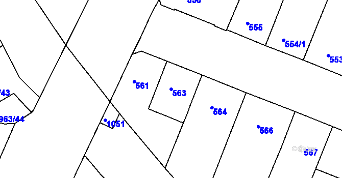 Parcela st. 563 v KÚ Husovice, Katastrální mapa