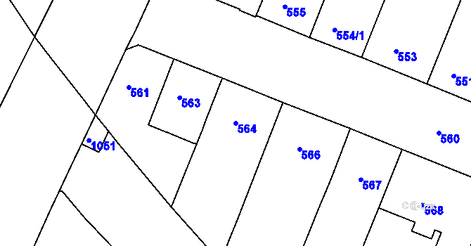 Parcela st. 564 v KÚ Husovice, Katastrální mapa