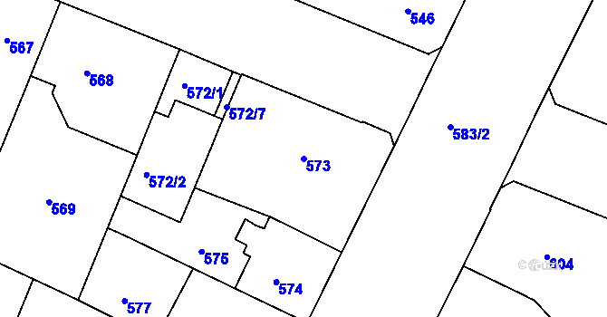 Parcela st. 573 v KÚ Husovice, Katastrální mapa