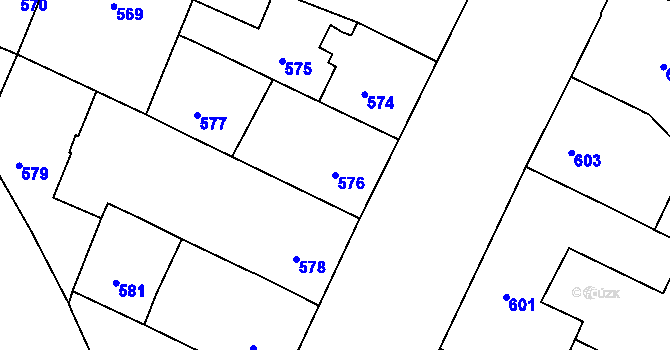 Parcela st. 576 v KÚ Husovice, Katastrální mapa
