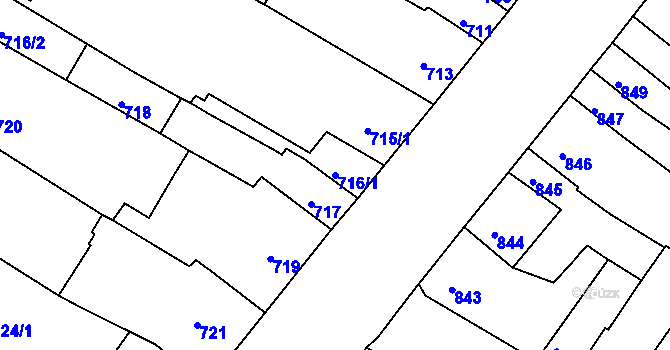 Parcela st. 716/1 v KÚ Husovice, Katastrální mapa