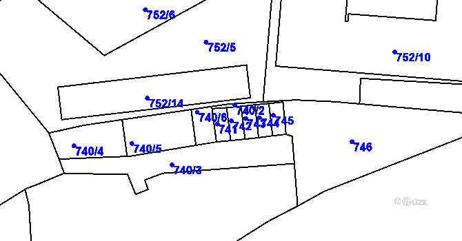 Parcela st. 742 v KÚ Husovice, Katastrální mapa