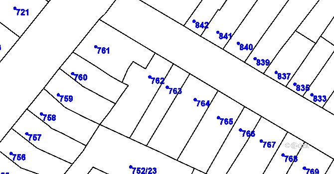 Parcela st. 763 v KÚ Husovice, Katastrální mapa