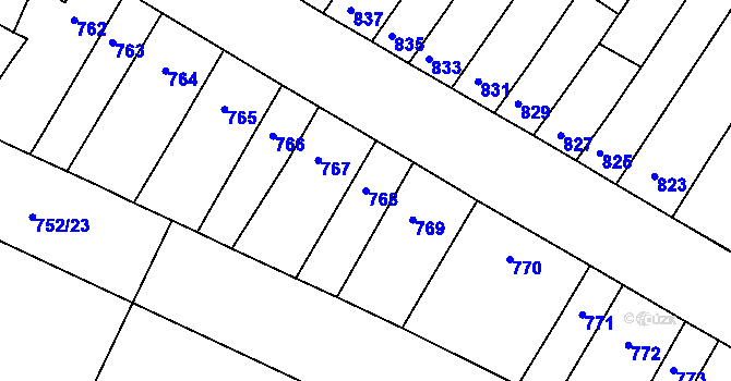 Parcela st. 768 v KÚ Husovice, Katastrální mapa
