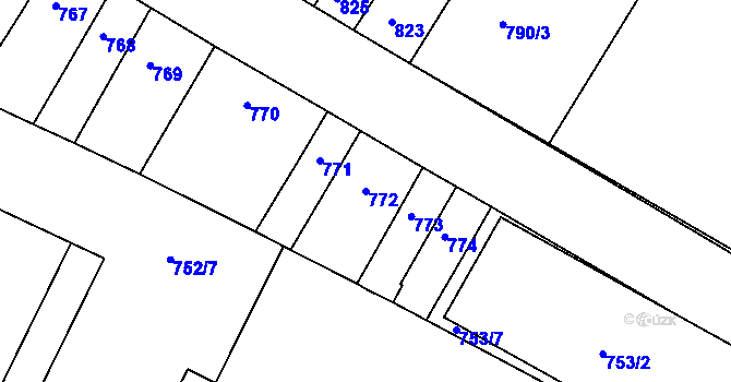 Parcela st. 772 v KÚ Husovice, Katastrální mapa