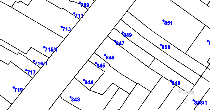Parcela st. 846 v KÚ Husovice, Katastrální mapa