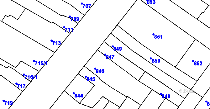 Parcela st. 847 v KÚ Husovice, Katastrální mapa
