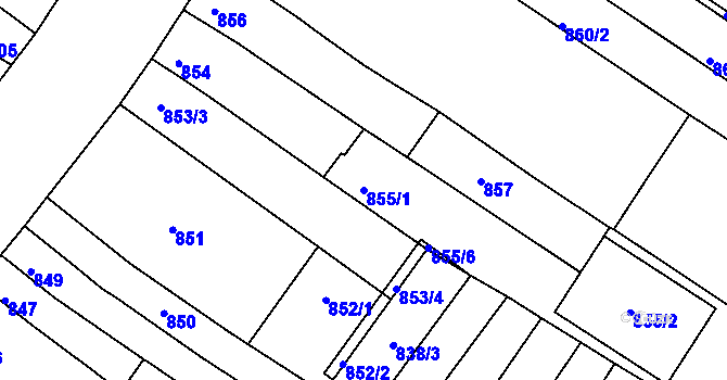 Parcela st. 855/1 v KÚ Husovice, Katastrální mapa