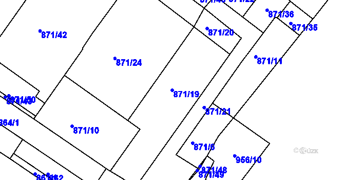 Parcela st. 871/19 v KÚ Husovice, Katastrální mapa