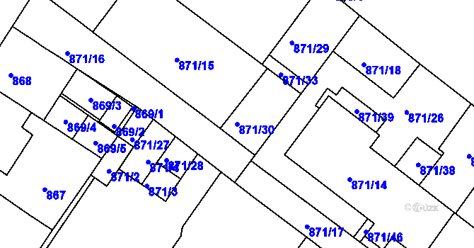 Parcela st. 871/30 v KÚ Husovice, Katastrální mapa