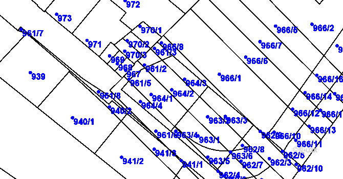 Parcela st. 964/2 v KÚ Husovice, Katastrální mapa