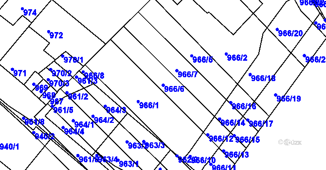 Parcela st. 966/6 v KÚ Husovice, Katastrální mapa
