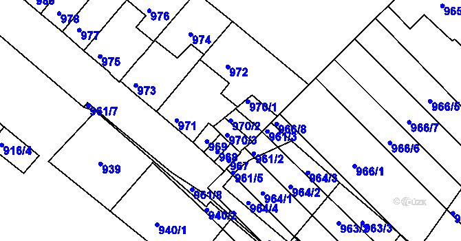 Parcela st. 970/2 v KÚ Husovice, Katastrální mapa