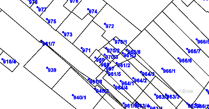 Parcela st. 970/3 v KÚ Husovice, Katastrální mapa