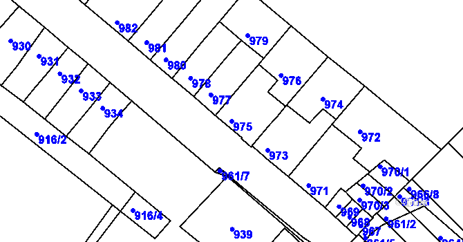 Parcela st. 975 v KÚ Husovice, Katastrální mapa