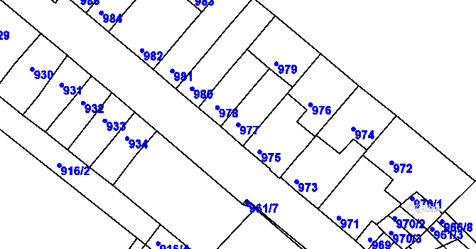 Parcela st. 977 v KÚ Husovice, Katastrální mapa