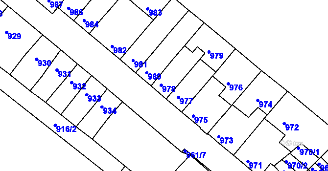 Parcela st. 978 v KÚ Husovice, Katastrální mapa