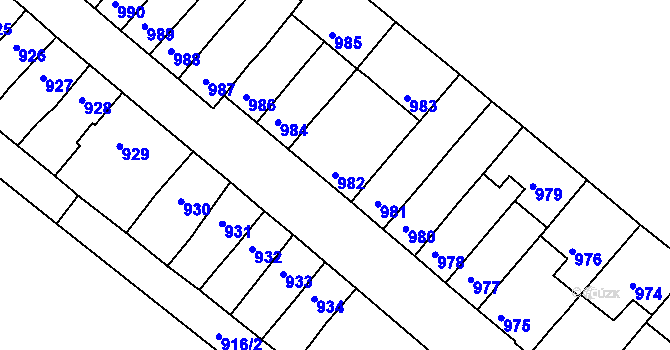 Parcela st. 982 v KÚ Husovice, Katastrální mapa