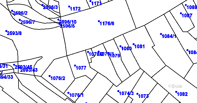 Parcela st. 1078/1 v KÚ Husovice, Katastrální mapa