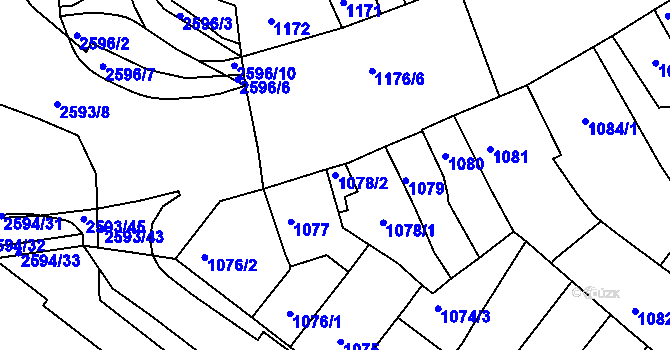 Parcela st. 1078/2 v KÚ Husovice, Katastrální mapa