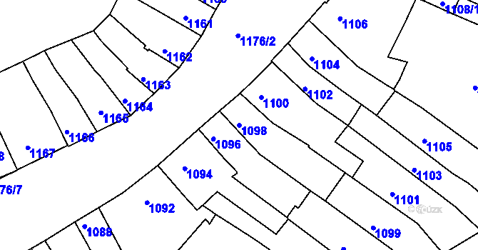 Parcela st. 1098 v KÚ Husovice, Katastrální mapa