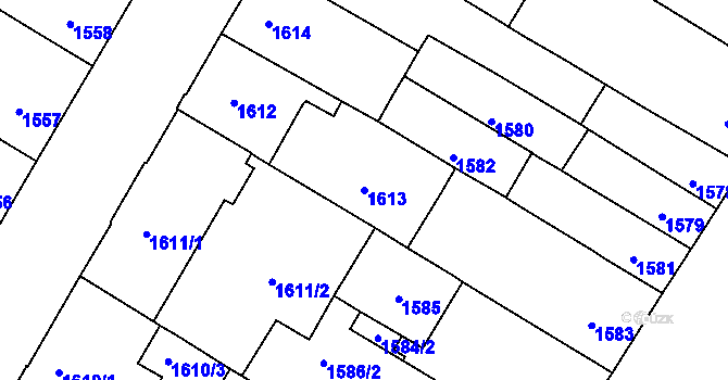 Parcela st. 1613 v KÚ Husovice, Katastrální mapa