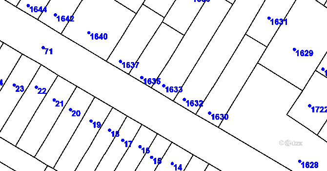 Parcela st. 1633 v KÚ Husovice, Katastrální mapa