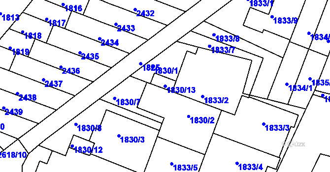 Parcela st. 1830/13 v KÚ Husovice, Katastrální mapa