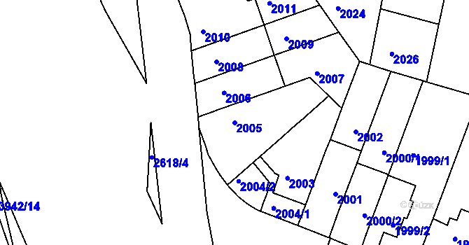 Parcela st. 2005 v KÚ Husovice, Katastrální mapa