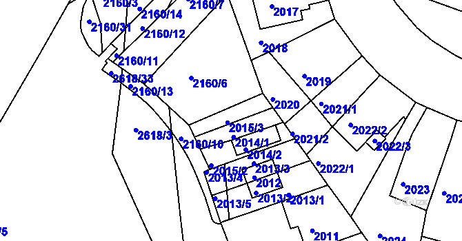 Parcela st. 2015/3 v KÚ Husovice, Katastrální mapa