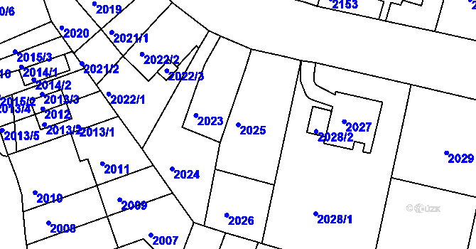 Parcela st. 2025 v KÚ Husovice, Katastrální mapa