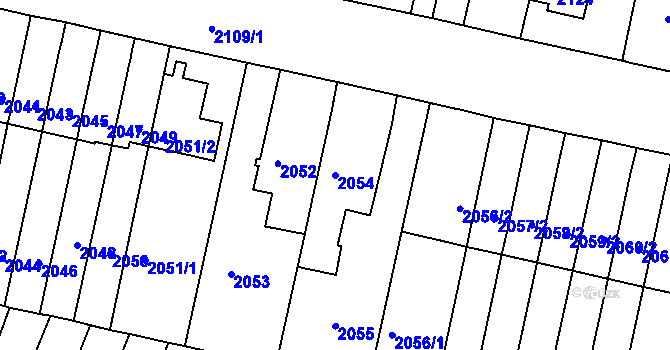 Parcela st. 2054 v KÚ Husovice, Katastrální mapa