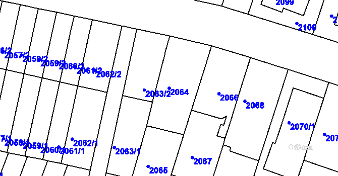 Parcela st. 2064 v KÚ Husovice, Katastrální mapa