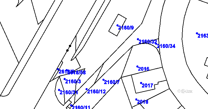 Parcela st. 2160/28 v KÚ Husovice, Katastrální mapa