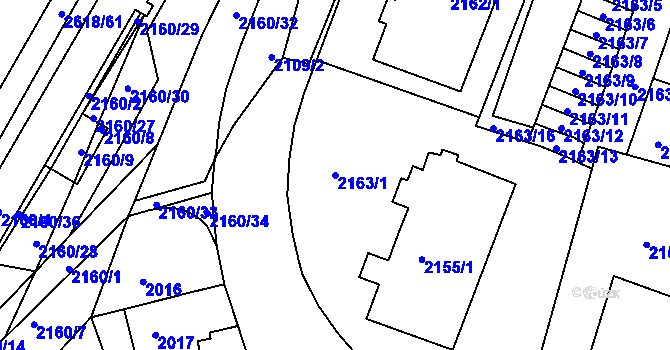 Parcela st. 2163/1 v KÚ Husovice, Katastrální mapa