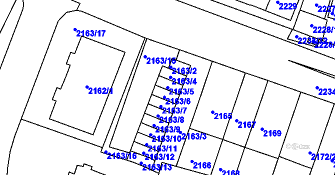 Parcela st. 2163/5 v KÚ Husovice, Katastrální mapa