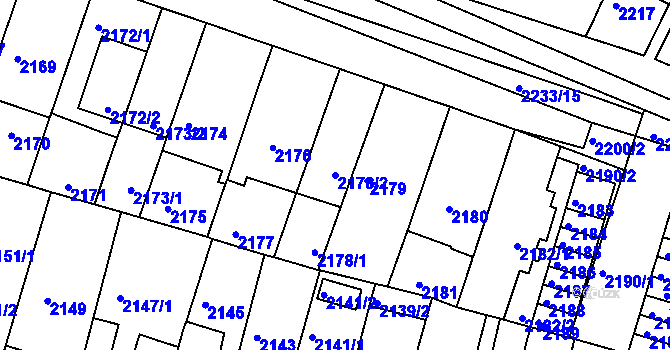Parcela st. 2178/2 v KÚ Husovice, Katastrální mapa