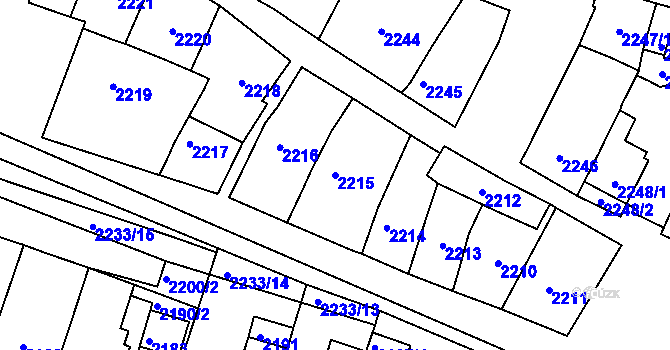Parcela st. 2215 v KÚ Husovice, Katastrální mapa