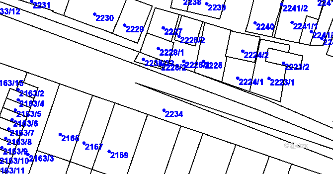 Parcela st. 2233/16 v KÚ Husovice, Katastrální mapa