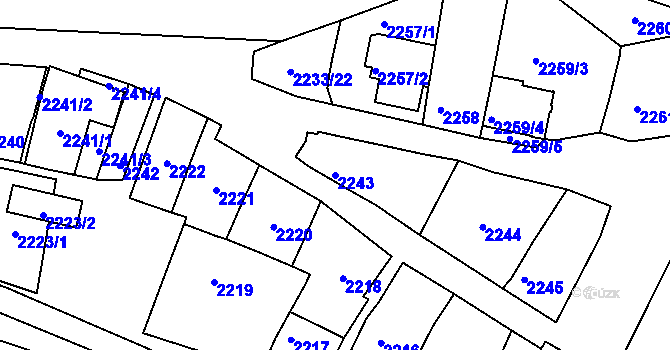 Parcela st. 2243 v KÚ Husovice, Katastrální mapa