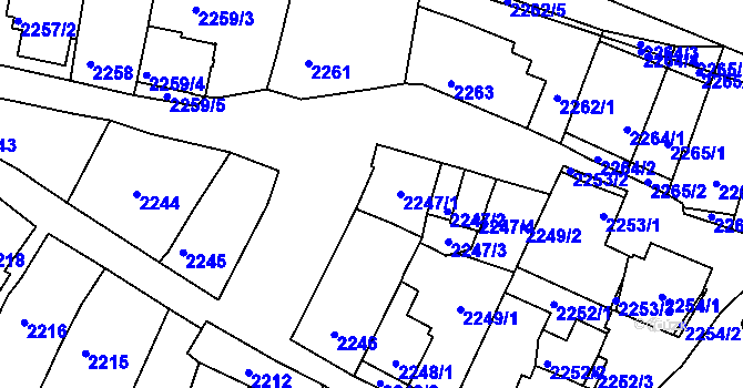 Parcela st. 2247/1 v KÚ Husovice, Katastrální mapa