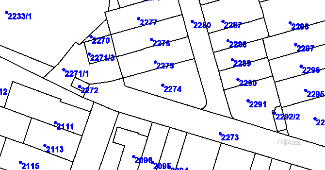 Parcela st. 2274 v KÚ Husovice, Katastrální mapa