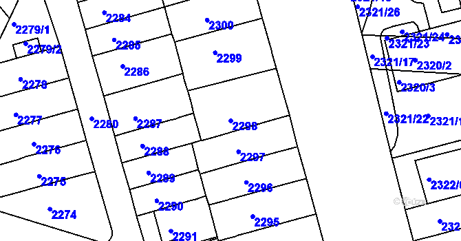 Parcela st. 2298 v KÚ Husovice, Katastrální mapa